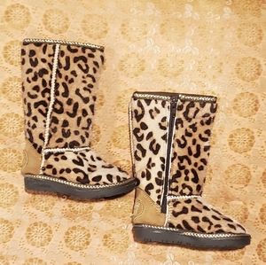 SKECHERS Girls Size 5 Boots Leopard Print